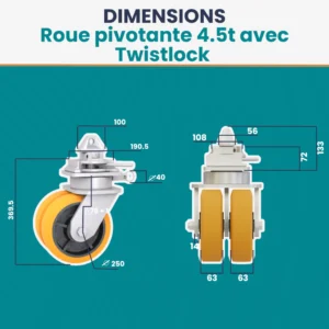 Alternative view of Roue 4,5 tonnes avec Twistlock pour conteneur maritime